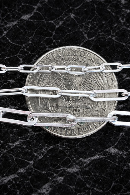Solid 925 Sterling Silver Paper Clip Necklace 2.5mm, 3mm, 4mm