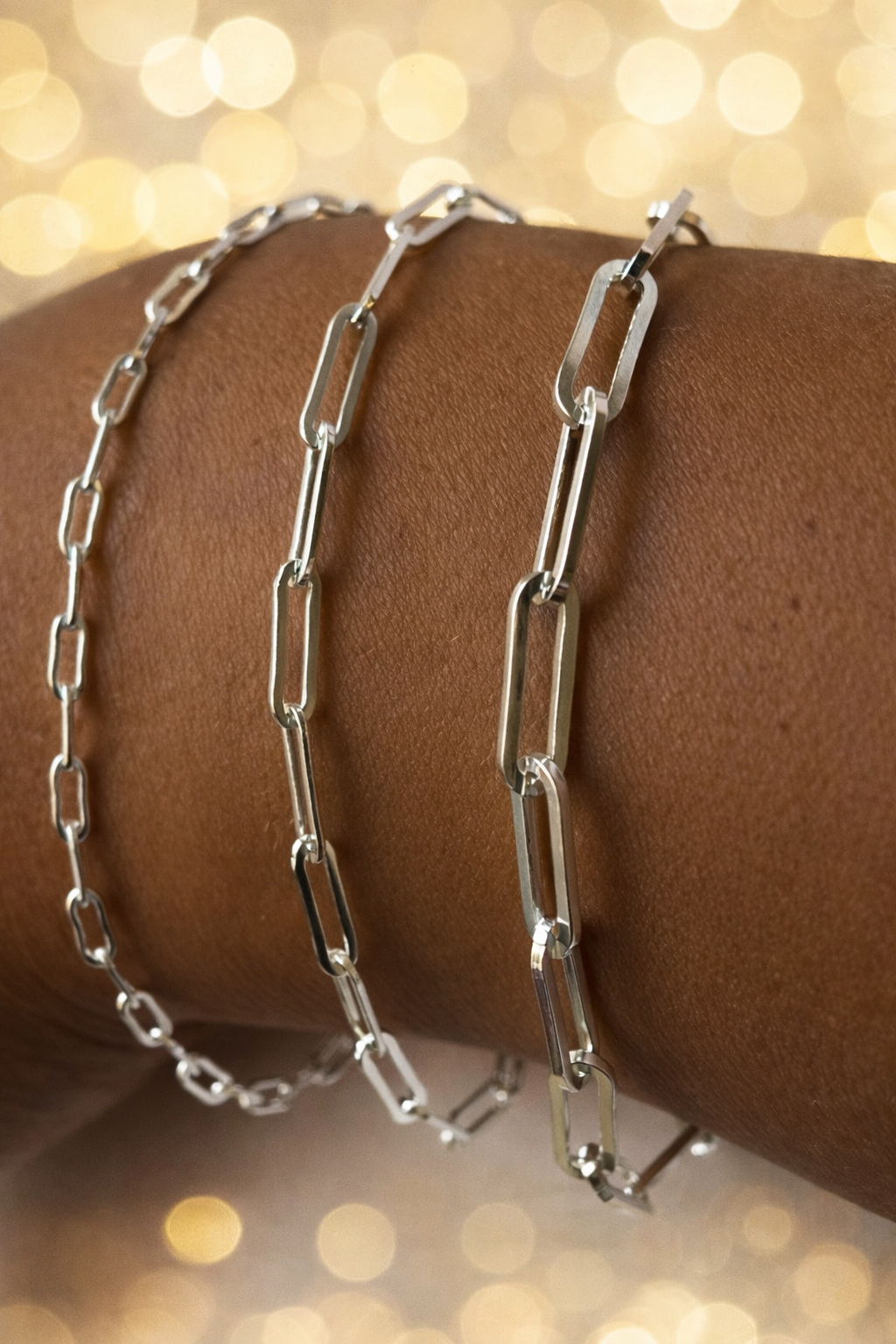 Solid 925 Sterling Silver Paper Clip Bracelets 2.5mm, 3mm, 4mm