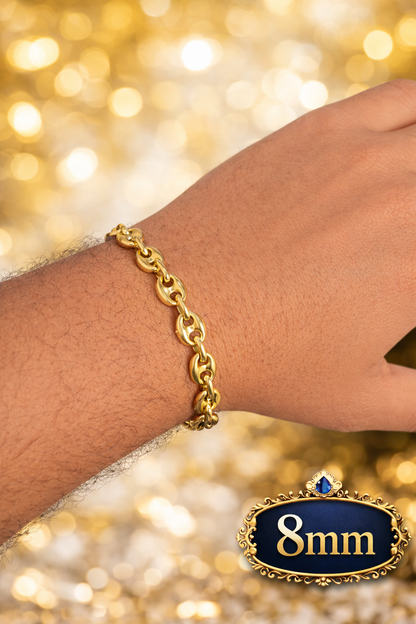 14k Gold Vermeil Over 925 Sterling Silver Hollow Puffed Gucci Mariner Chains and Bracelets 6mm, 8mm, 12mm