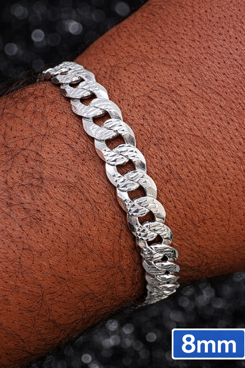 Diamond Cut FLAT Curb Cuban Bracelets Solid 925 Sterling Silver 4mm to 8mm