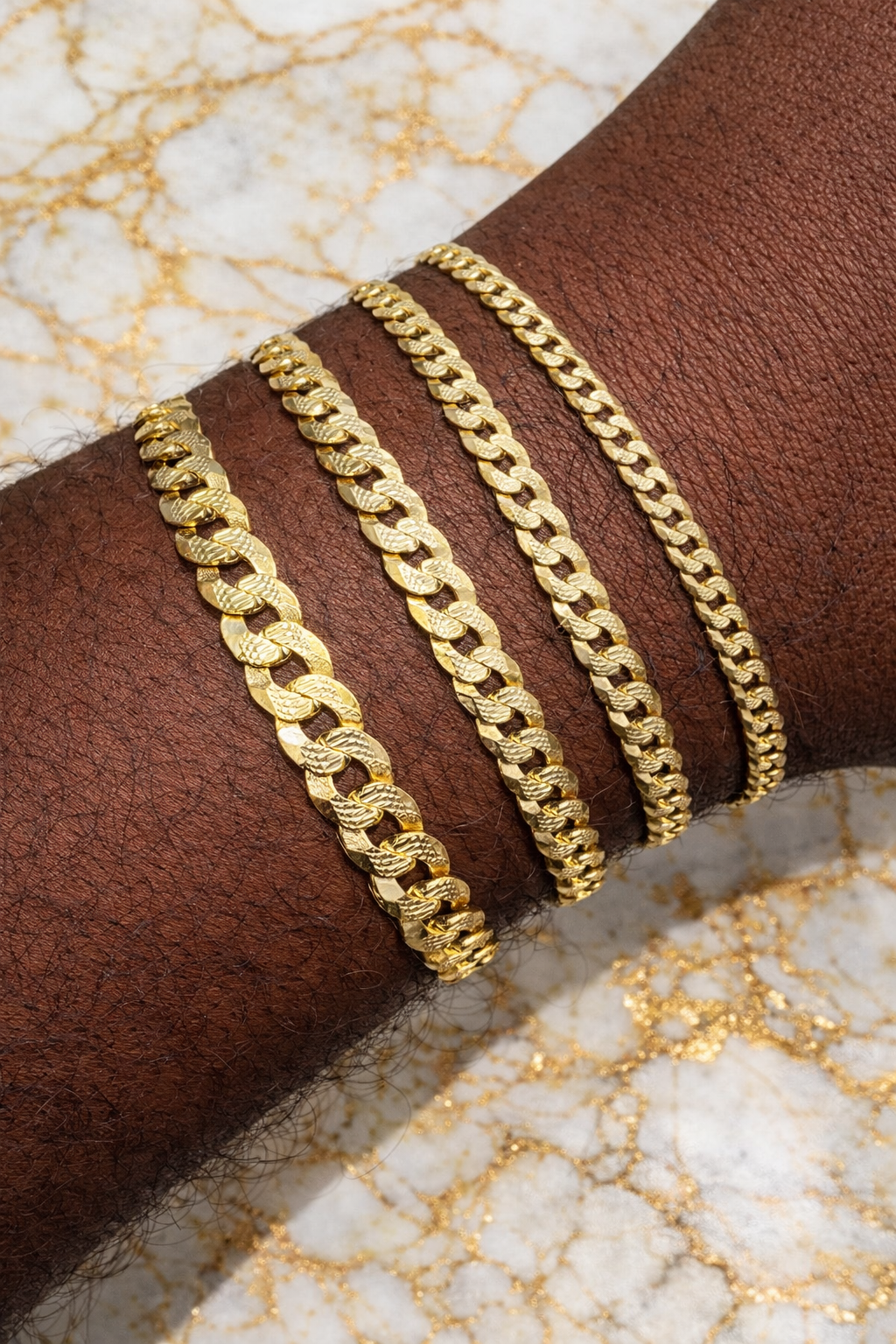 Diamond Cut FLAT Curb Cuban Bracelets Gold Over Solid 925 Sterling Silver 4mm to 8mm