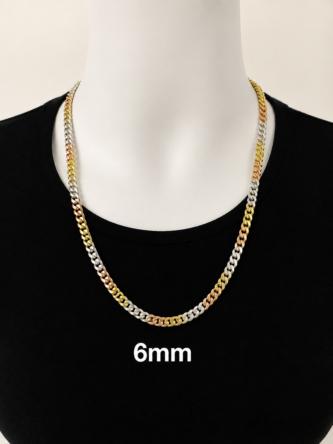 Tri-Color Miami Cuban Chains 14k Gold/Rose Gold Finish over 925 Sterling Silver