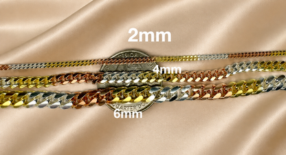 Tri-Color Miami Cuban Chains 14k Gold/Rose Gold Finish over 925 Sterling Silver