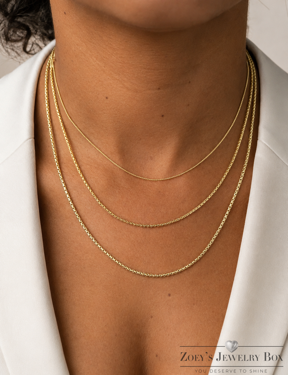14k Gold Over Solid 925 Sterling Silver Rounded Box Chains 1mm, 1.8mm, 2mm, 3mm