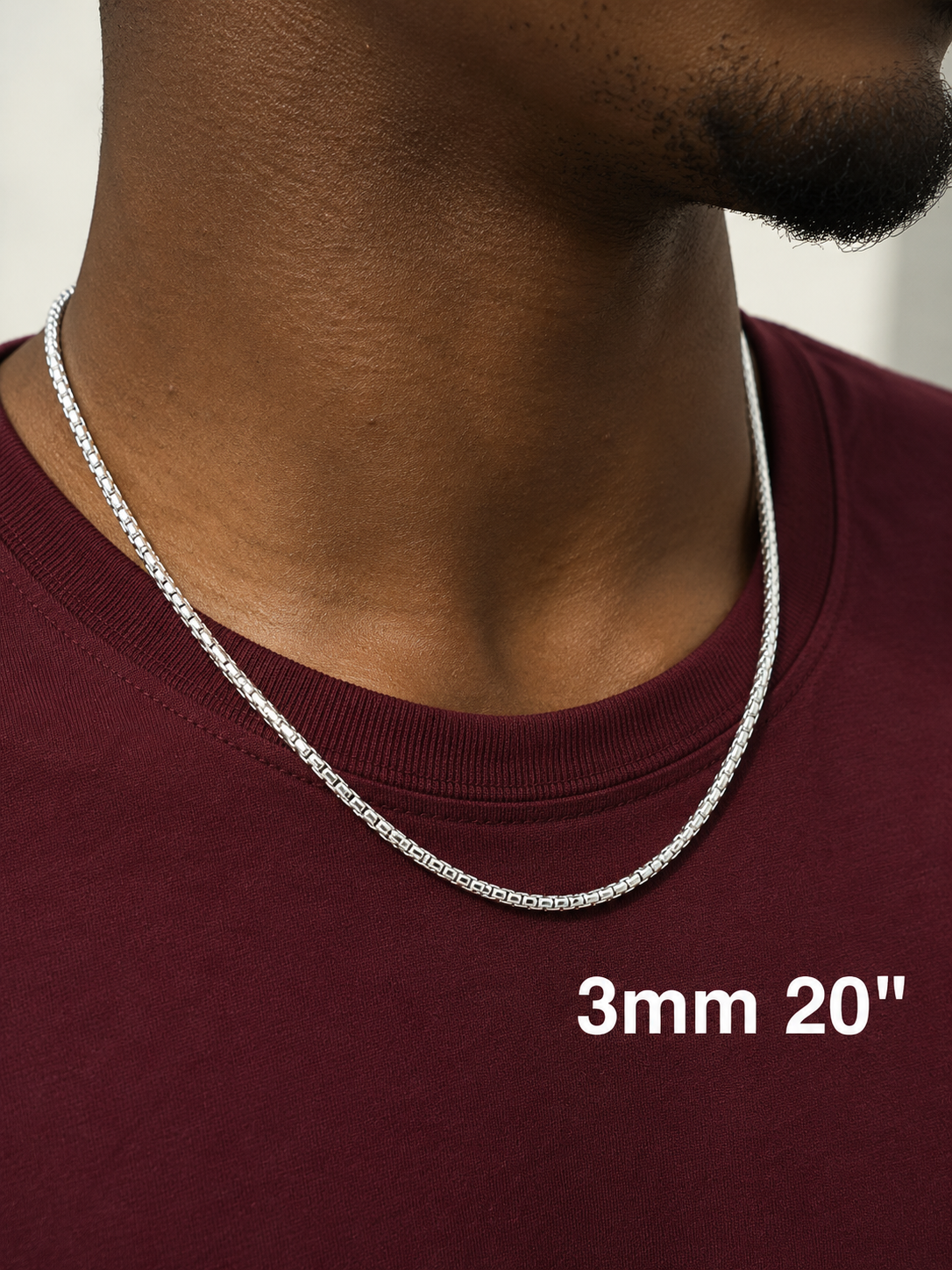 925 Sterling Silver Rounded Box Chains 1mm, 1.8mm, 2mm, 3mm