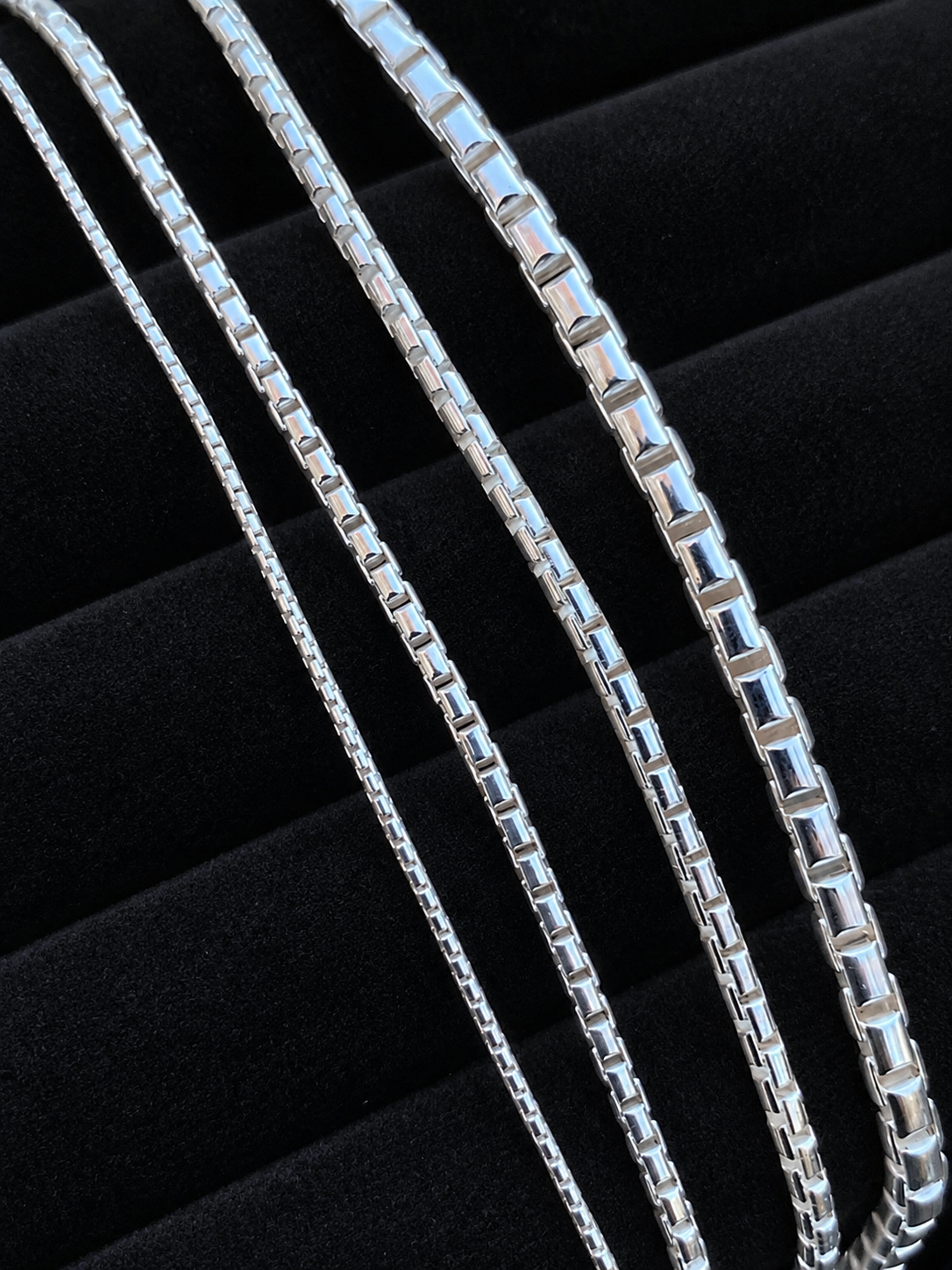 925 Sterling Silver Rounded Box Chains 1mm, 1.8mm, 2mm, 3mm