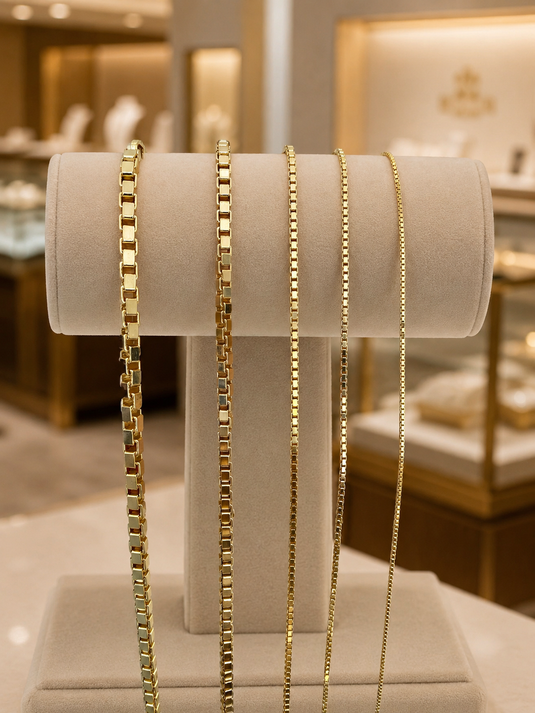 14k Gold Over Solid 925 Sterling Silver Square Box Chains 1mm, 1.5mm, 2mm, 3mm, 4mm
