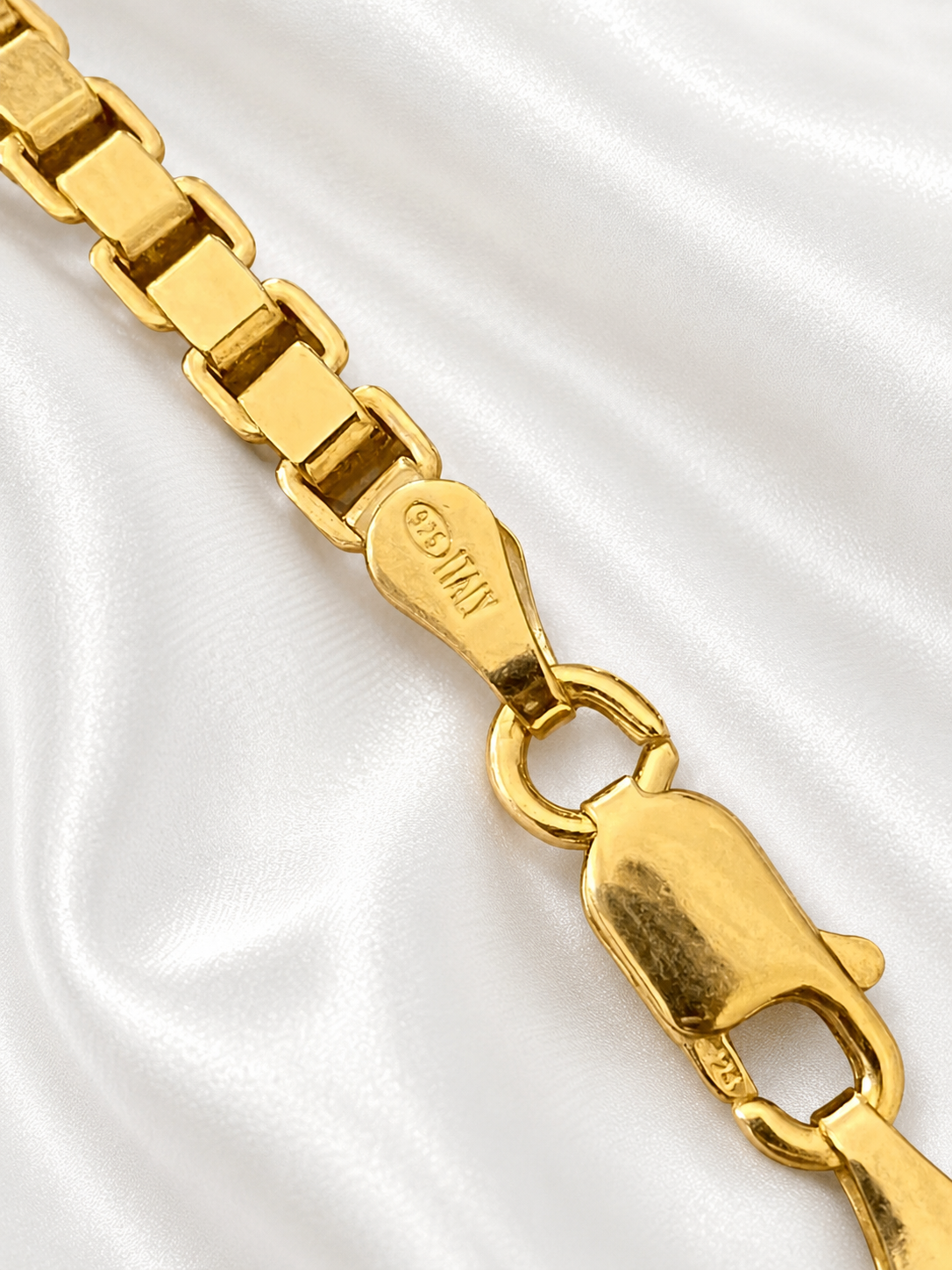 14k Gold Over Solid 925 Sterling Silver Square Box Chains 1mm, 1.5mm, 2mm, 3mm, 4mm