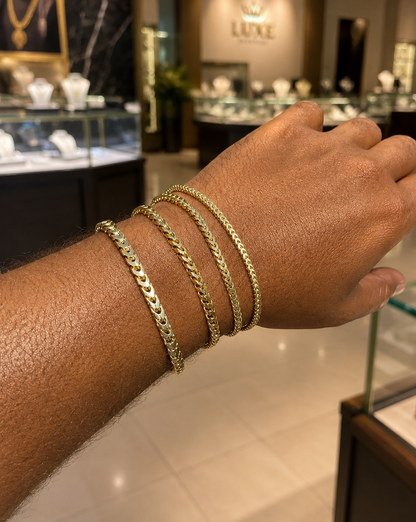 Franco Bracelelets 14k Gold Vermeil Over 925 Sterling Silver 2.5 mm to 5mm