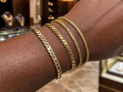 Franco Bracelelets 14k Gold Vermeil Over 925 Sterling Silver 2.5 mm to 5mm