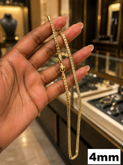 Franco Chains 14k Gold Vermeil Over 925 Sterling Silver  2mm to 5mm