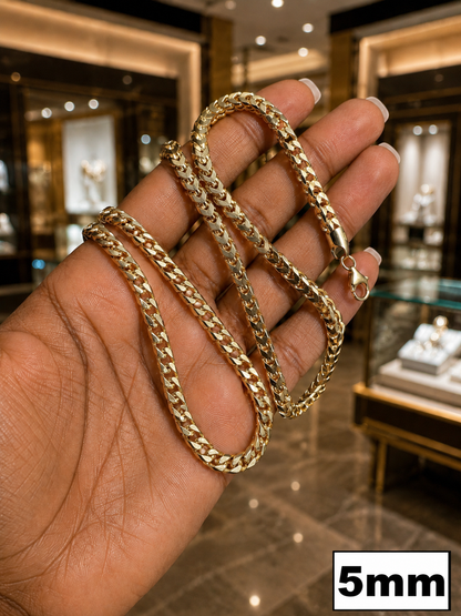 Franco Chains 14k Gold Vermeil Over 925 Sterling Silver  2mm to 5mm