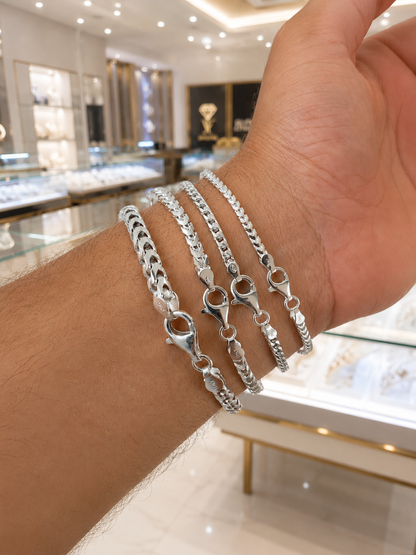 Franco Bracelelets Solid 925 Sterling Silver 2.5 mm to 5mm