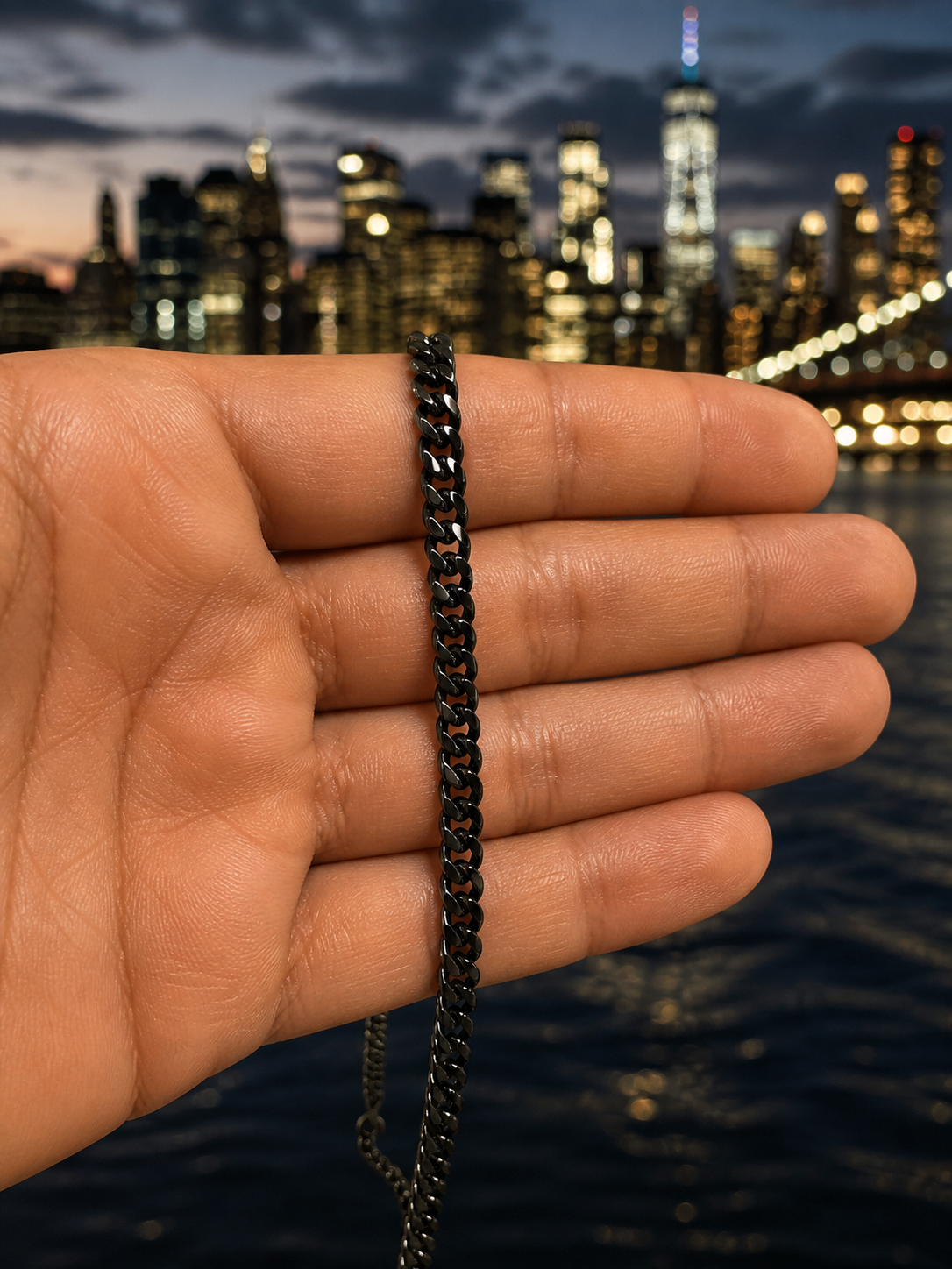 5mm Black Miami Cuban Necklace Oxidized Rhodium Over 925 Sterling Silver 16" - 30"
