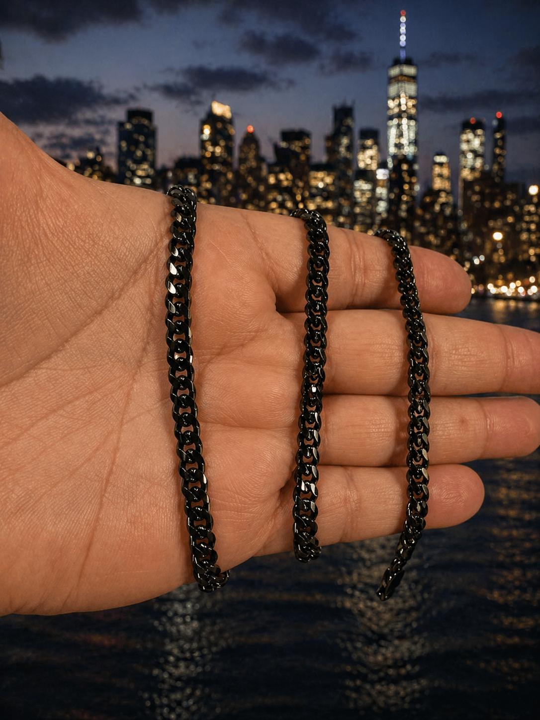 5mm Black Miami Cuban Necklace Oxidized Rhodium Over 925 Sterling Silver 16" - 30"