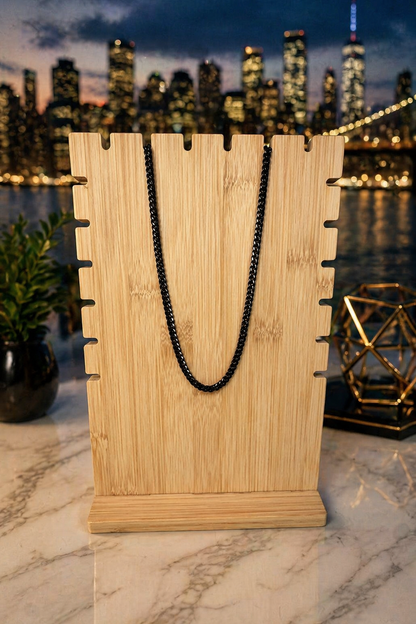 5mm Black Miami Cuban Necklace Oxidized Rhodium Over 925 Sterling Silver 16" - 30"