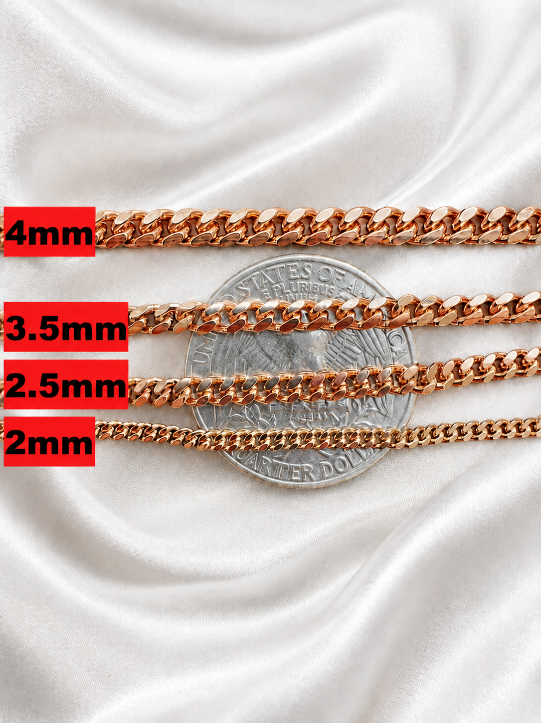 Miami Cuban Chains with Lobster Clasp 14k Rose Gold Finish over Solid 925 Sterling Silver