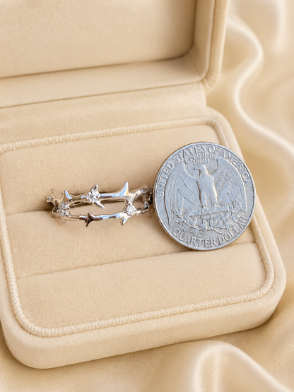 Moissanite Jesus Crown of Thorns Ring, 925 Sterling Silver Band