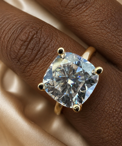 Moissanite Cushion Cut Solitaire Engagement Ring 925 Sterling Silver~14k Gold Vermeil Finish 1ct, 2ct, 3ct (Copy)