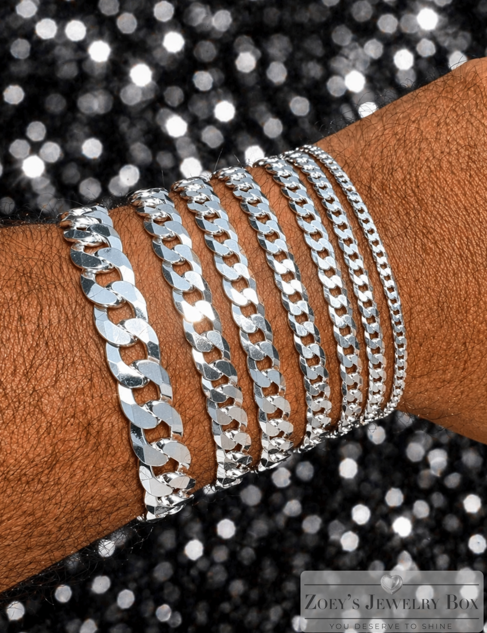 FLAT Curb Cuban Bracelets Solid 925 Sterling Silver 3mm to 10.5mm