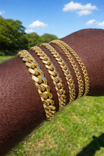 Miami Cuban Bracelet with Lobster Clasp 14k Gold over Solid 925 Sterling Silver 4mm - 10mm