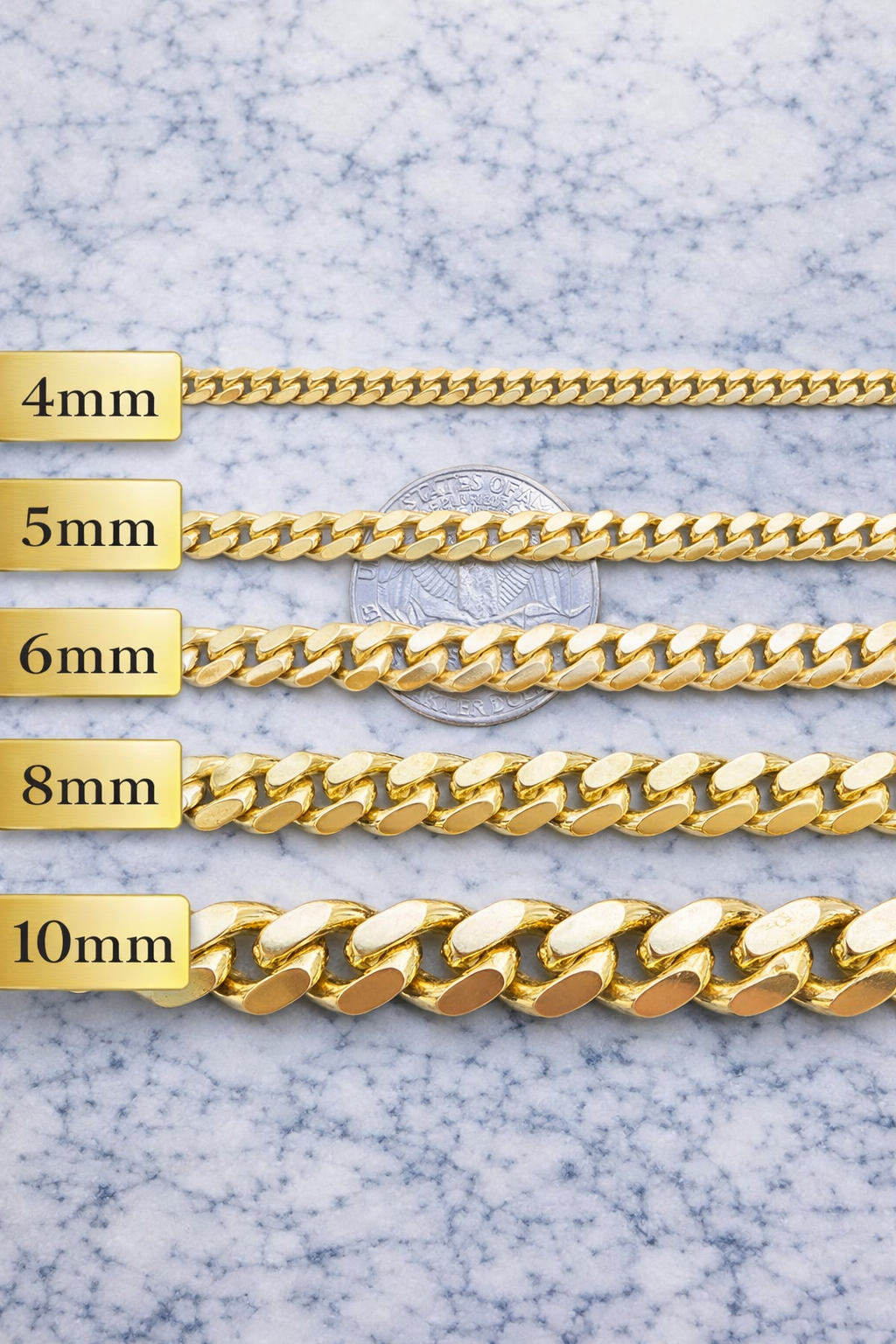Miami Cuban Bracelet with Lobster Clasp 14k Gold over Solid 925 Sterling Silver 4mm - 10mm