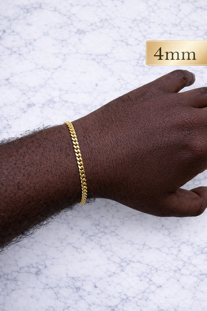 Miami Cuban Bracelet with Lobster Clasp 14k Gold over Solid 925 Sterling Silver 4mm - 10mm