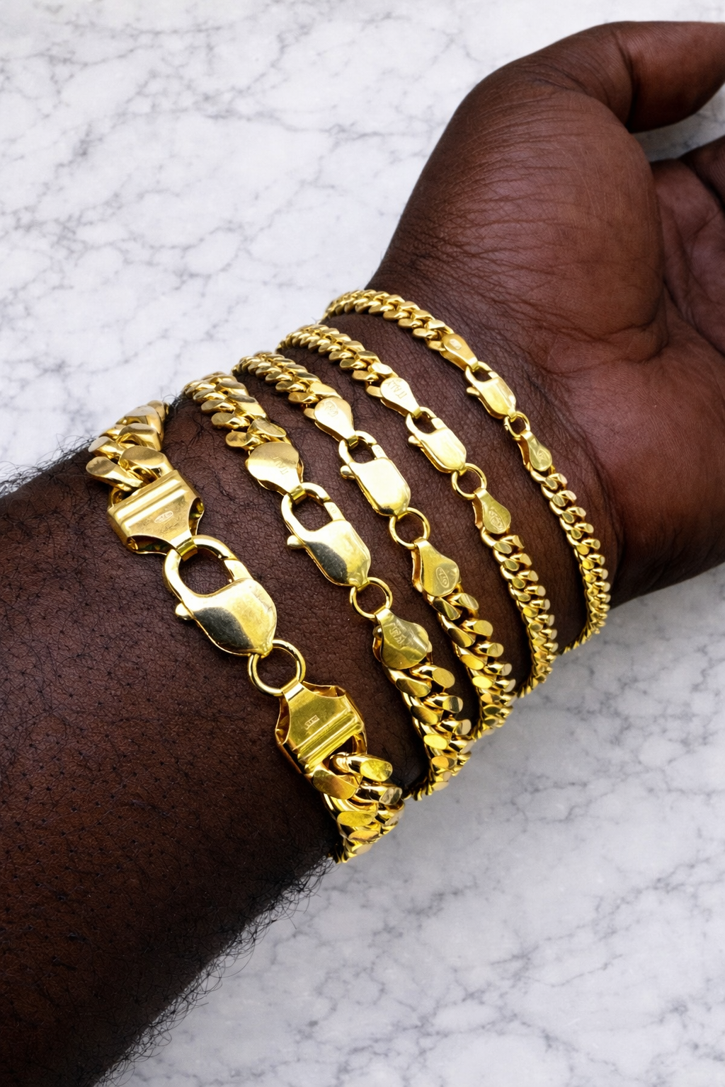 Miami Cuban Bracelet with Lobster Clasp 14k Gold over Solid 925 Sterling Silver 4mm - 10mm
