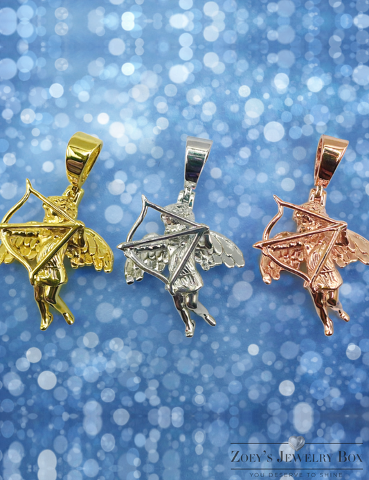 Cupid Bow & Arrow Cherub Pendant – 3 Finishes