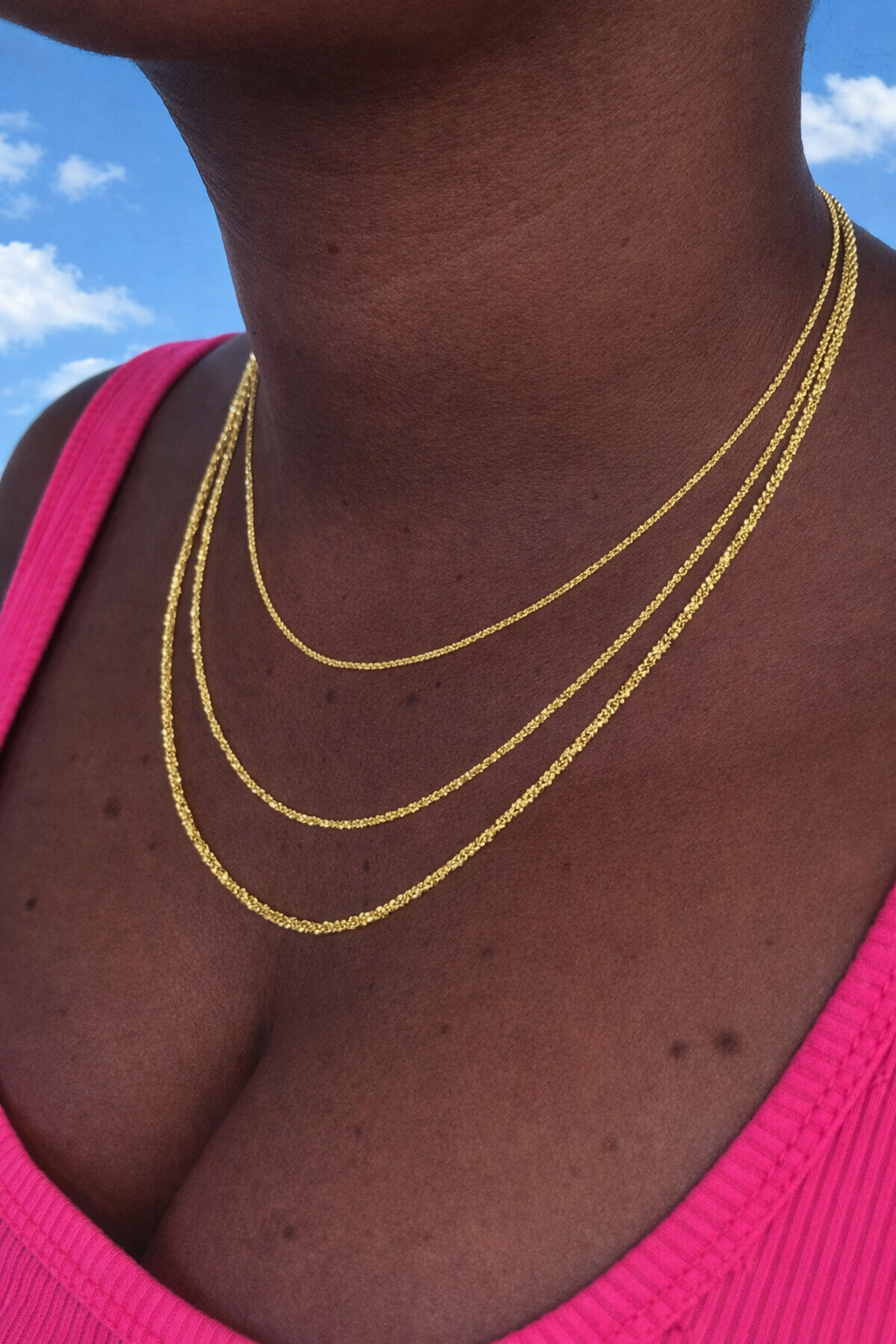 14k Gold Over 925 Sterling Silver Margarita Sparkle Rope Chains 1mm, 2mm, 3mm