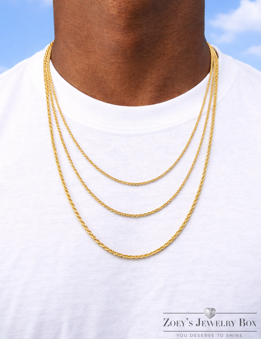 14k Gold Vermeil Over 925 Sterling Silver Diamond Cut Rope Chains 1.5mm to 5mm