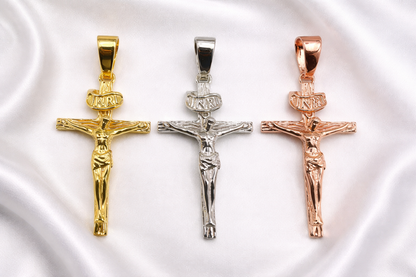1" x 1.5" Handmade Medium Sized INRI Crucifix Pendant – 3 Finishes