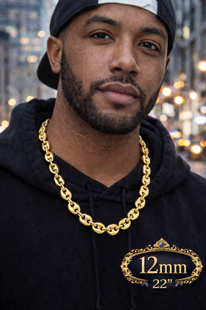 14k Gold Vermeil Over 925 Sterling Silver Hollow Puffed Gucci Mariner Chains and Bracelets 6mm, 8mm, 12mm