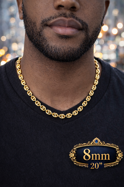 14k Gold Vermeil Over 925 Sterling Silver Hollow Puffed Gucci Mariner Chains and Bracelets 6mm, 8mm, 12mm