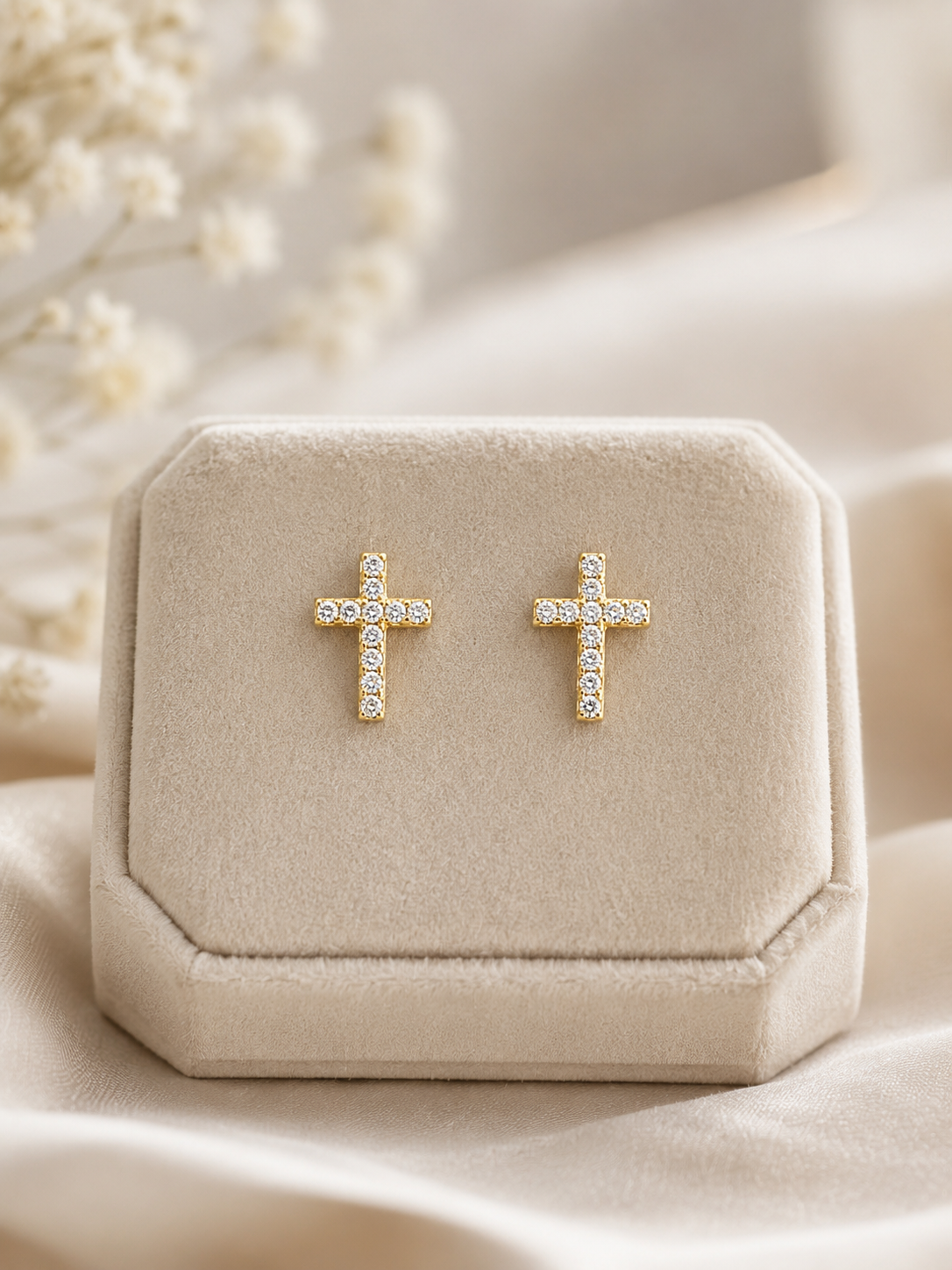 Tiny Cross Earrings – Gold or Silver