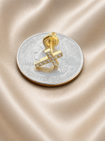 Tiny Cross Earrings – Gold or Silver
