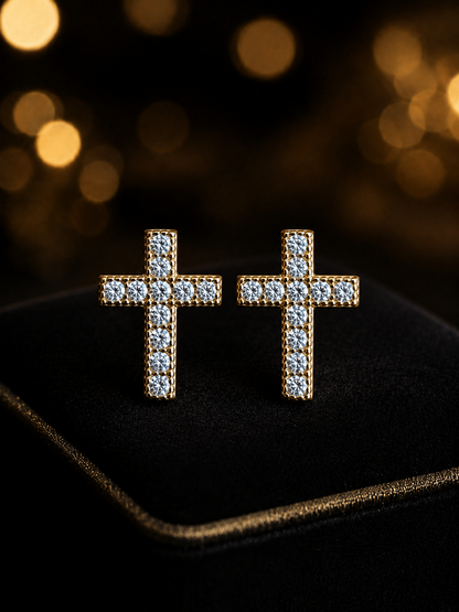 Tiny Cross Earrings – Gold or Silver