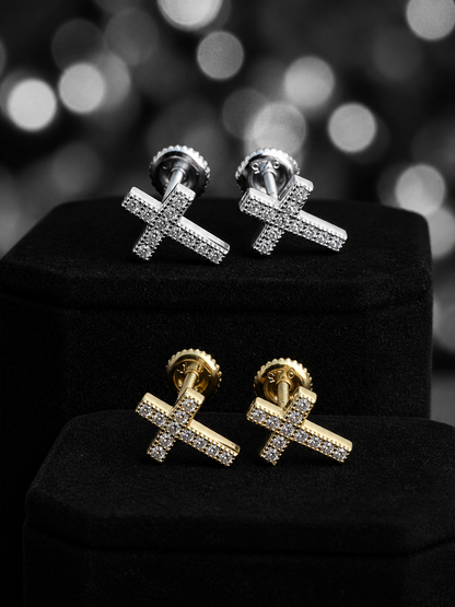 Tiny Cross Earrings – Gold or Silver