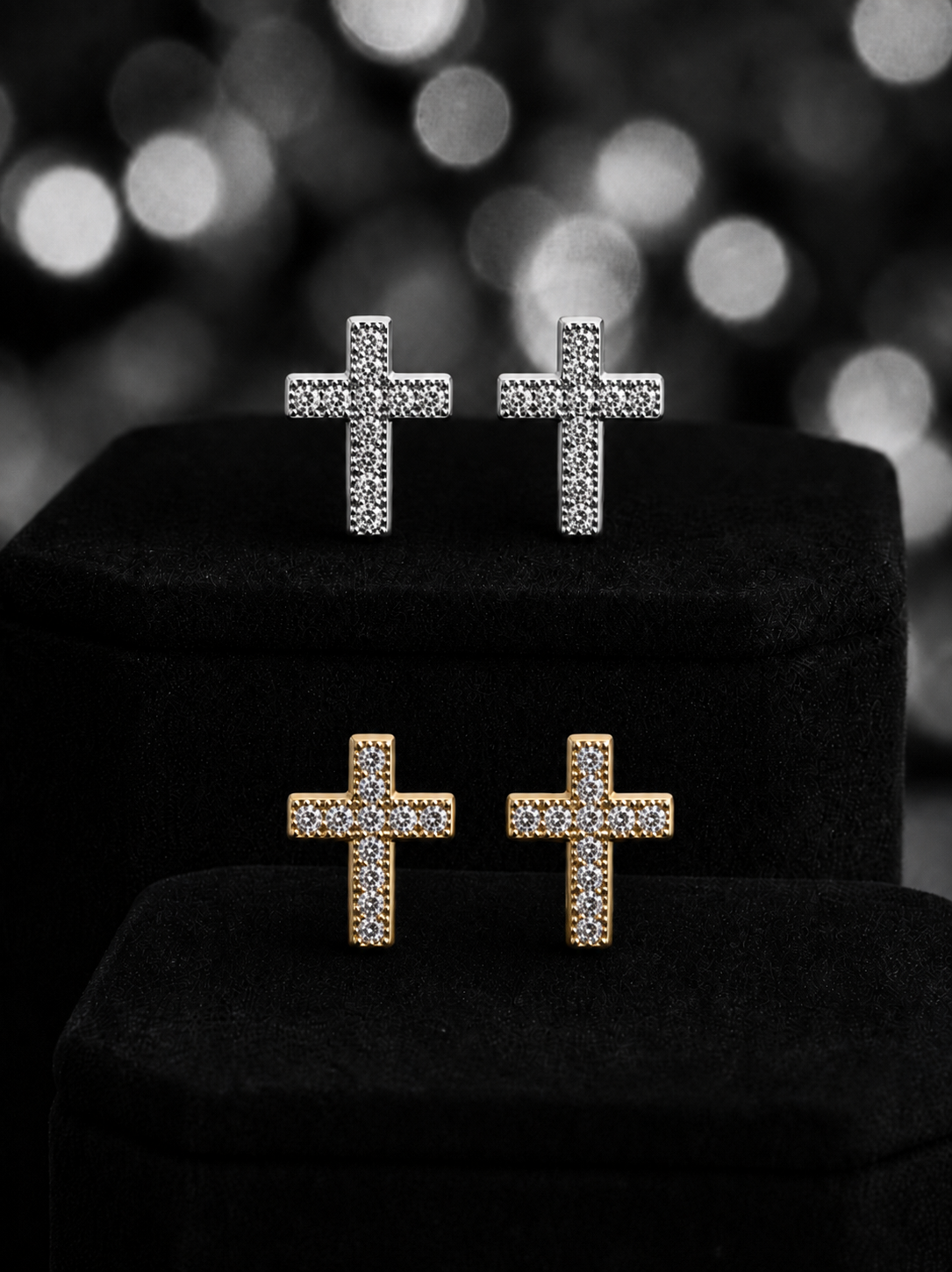 Tiny Cross Earrings – Gold or Silver