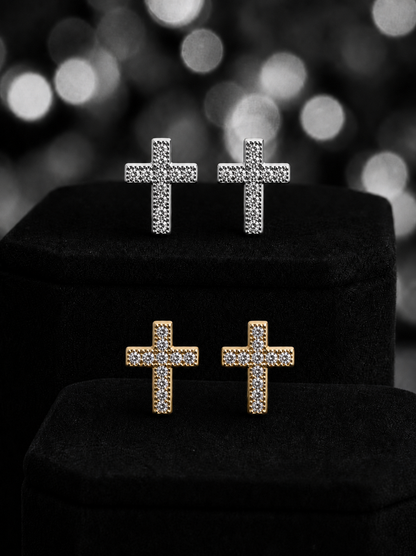 Tiny Cross Earrings – Gold or Silver