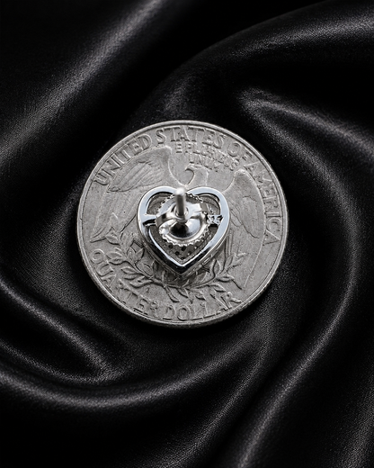 Iced Out Heart Stud Earrings – Rhodium, 14k Gold, or Rose Gold Finish
