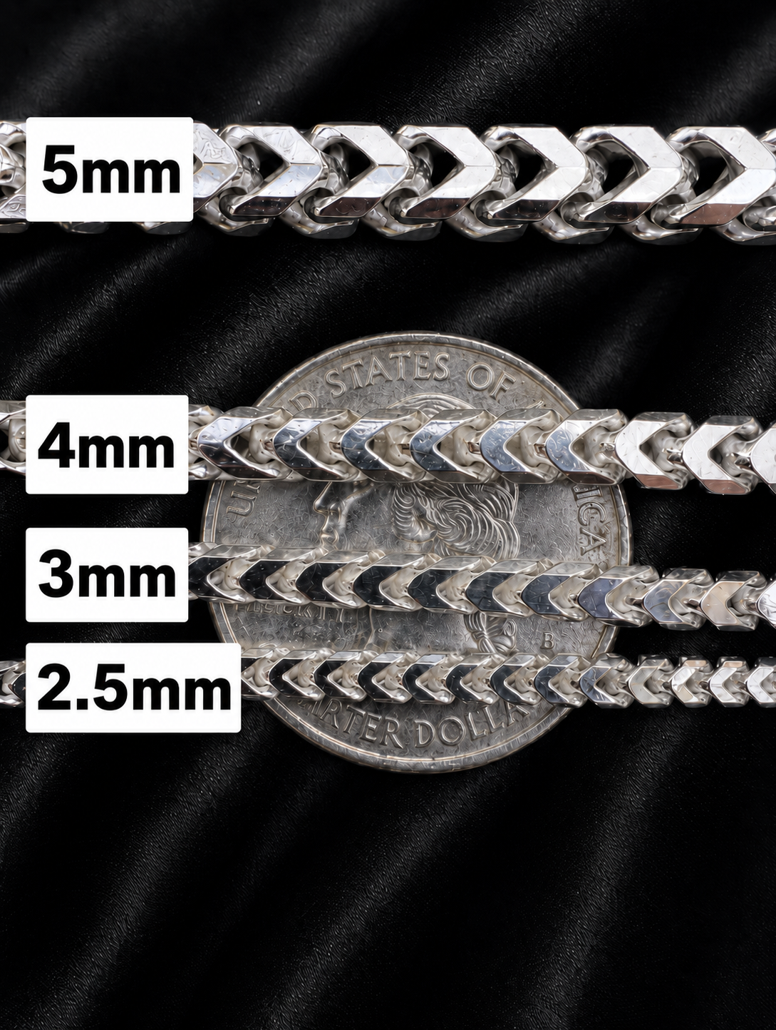Franco Bracelelets Solid 925 Sterling Silver 2.5 mm to 5mm