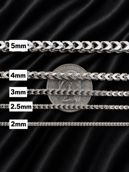 Franco Chains Solid 925 Sterling Silver 2mm to 5mm