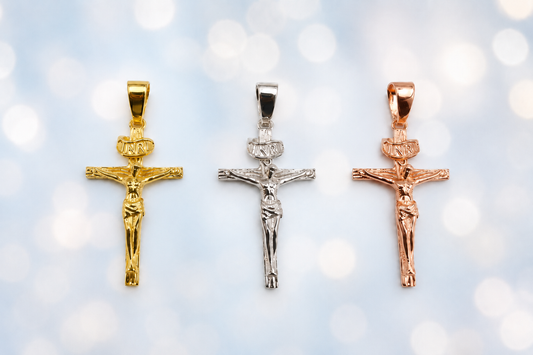 1" x 1.5" Handmade Medium Sized INRI Crucifix Pendant – 3 Finishes