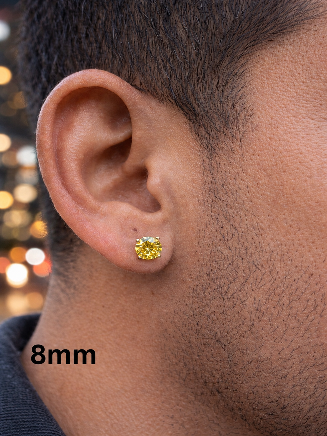Canary Yellow Moissanite Stud Earrings 14k Gold Vermeil Over 925 Sterling Silver