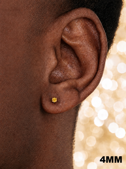 Canary Yellow Moissanite Stud Earrings 14k Gold Vermeil Over 925 Sterling Silver