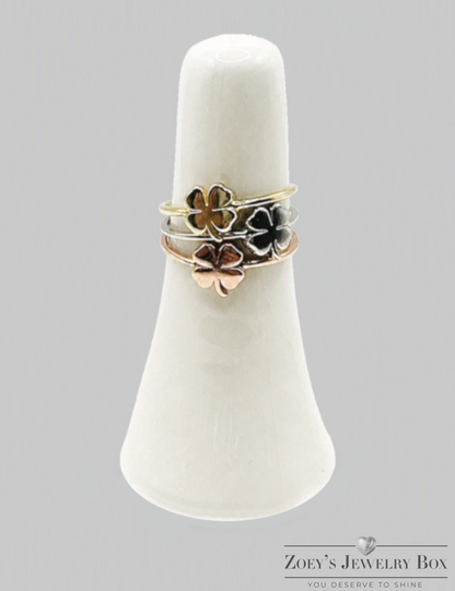 Women's Small Clover Ring – 3 Finishes, Sizes 5-10