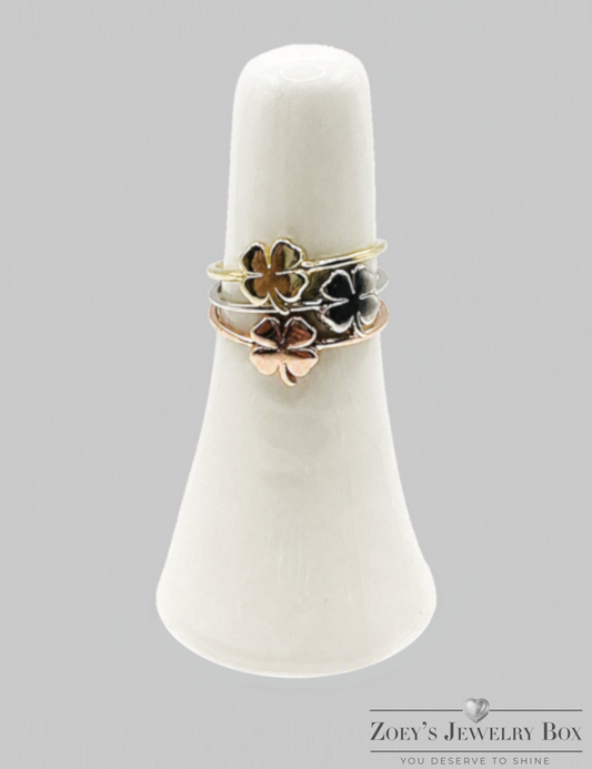 Women's Small Clover Ring – 3 Finishes, Sizes 5-10