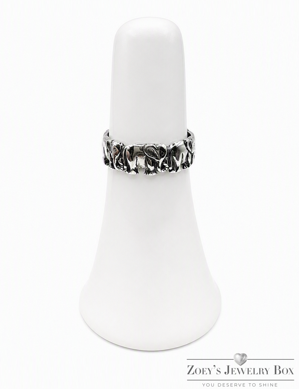 Women's Sterling Silver Elephant Band – Sizes 5-10