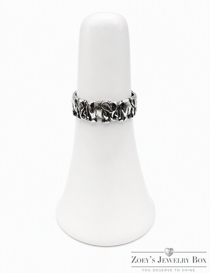 Women's Sterling Silver Elephant Band – Sizes 5-10